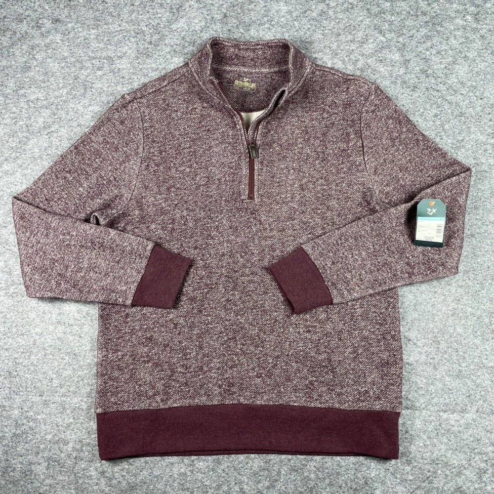 Outdoor Life Pullover Mens Large Burgundy Winetasting 1/4 Zip Mock Neck NEW